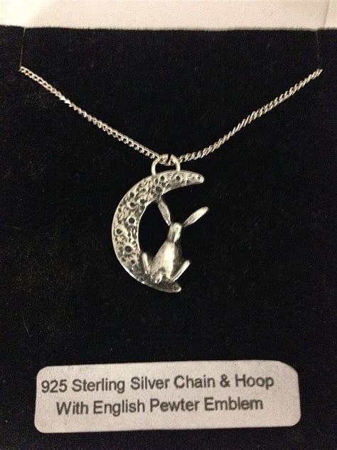 Moon Gazing Hare Pewter Pendent On A Real 925 Sterling Silver Etsy Uk