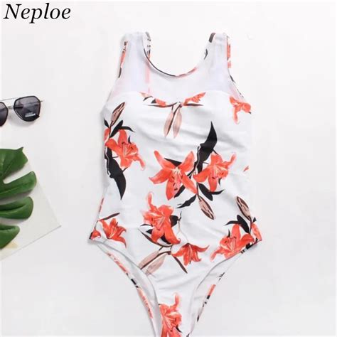 Neploe New Summer Print Women Bikini See Through Conservative