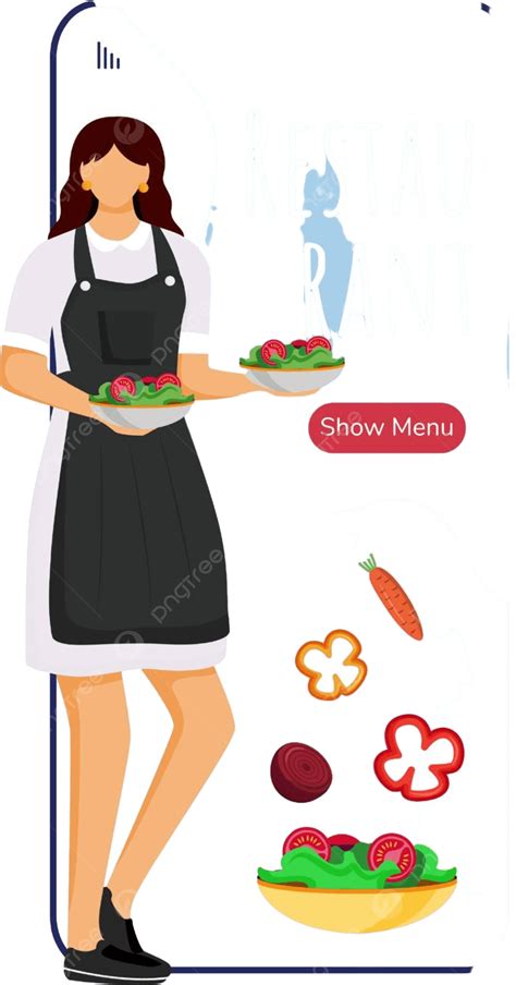 Cartoon Hotel Restaurant App With Chef Character Design Vector