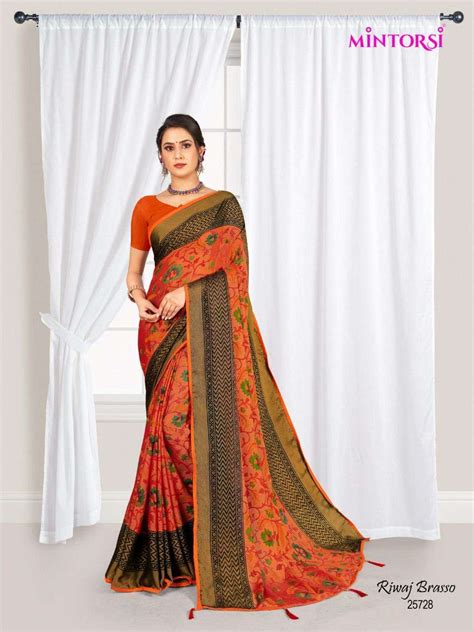 Varsiddhi Fashion Mintorsi Riwaj Brasso Printed Chiffon Brasso Sarees