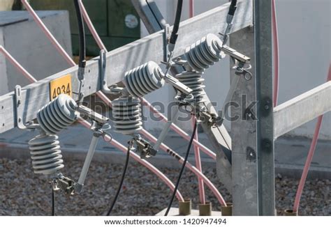 Disconnecting Switch Fuses Insulators Device Electric Foto Stock