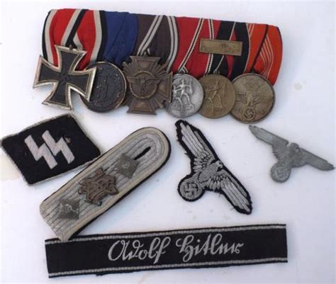 Hannahs Reich WSS LAH OFFICER GROUPING BULLION HAND EMBROIDERED