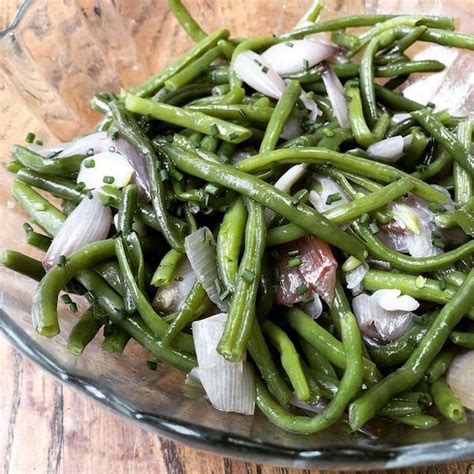 salade tiède d haricots verts à léchalote confite ou rôtie La