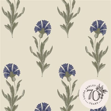 Laura Ashley Dandelion Dusky Seaspray Blue Removable Wallpaper Sample