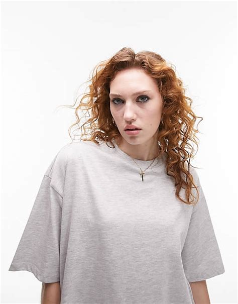 Topshop Oversize T Shirt In Kalkgrau Asos