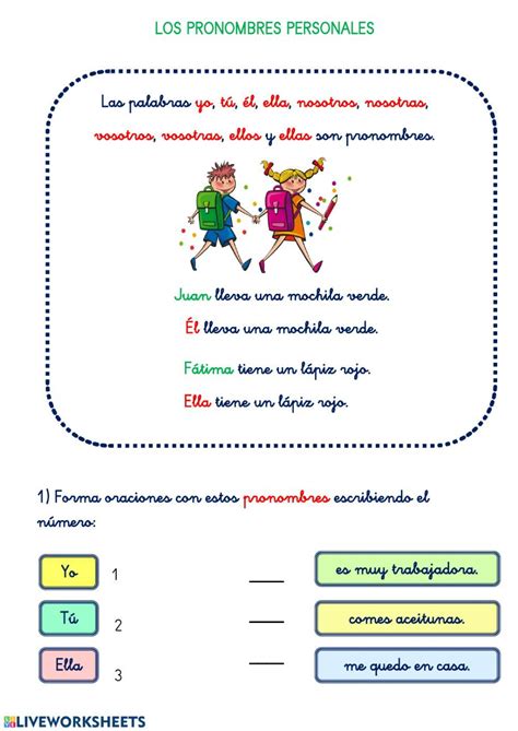 Ejercicio Interactivo De Pronombres Personales Pronombres Reverasite