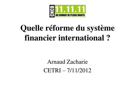 Ppt Quelle R Forme Du Syst Me Financier International Powerpoint