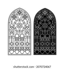 Gothic Windows Vintage Frames Church Stained Glass Stock Vector