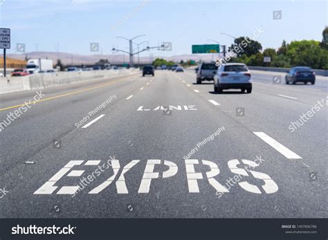 Stock Photo Express Lane Marking On The Freeway San Francisco Bay Area