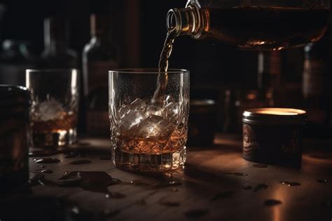 Premium Ai Image A Glass Of Whiskey Being Poured Into A Glass