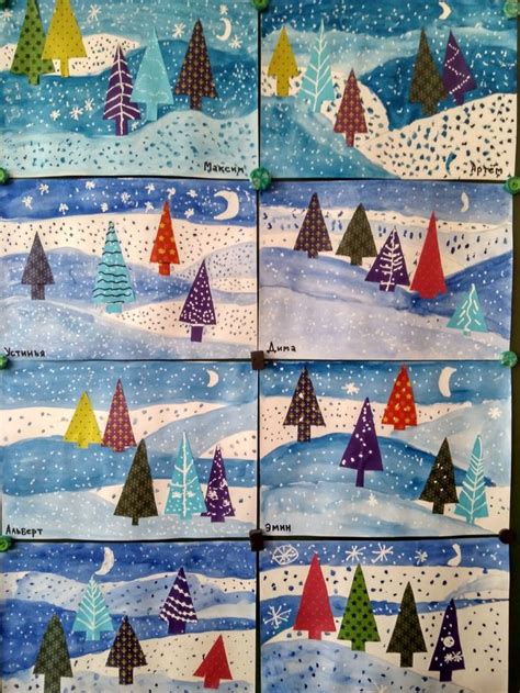 Волшебный лес Winter art projects Winter art lesson Winter crafts