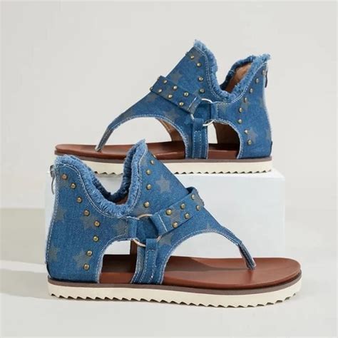 Sandales En Denim Pour Femmes Vitata Chic Toile Gladiateur Punk