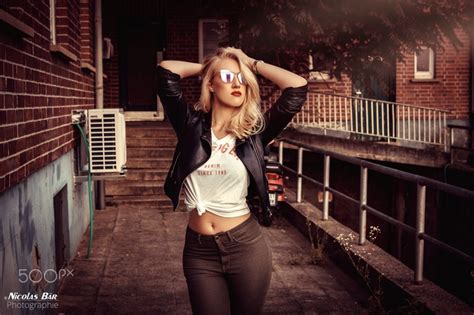 women outdoors red lipstick 500px arms up face Nicolas Bär blonde