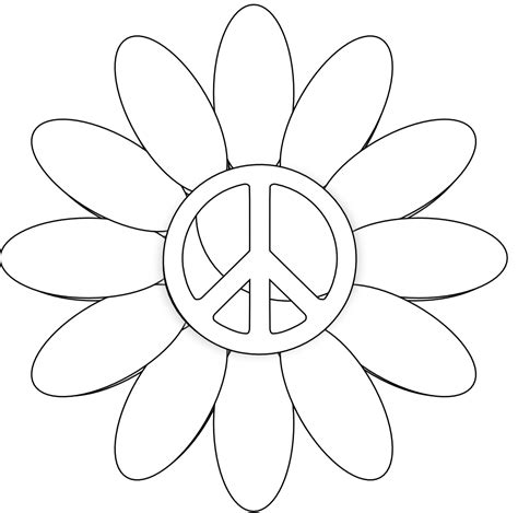 Peace Sign Flower Coloring Pages