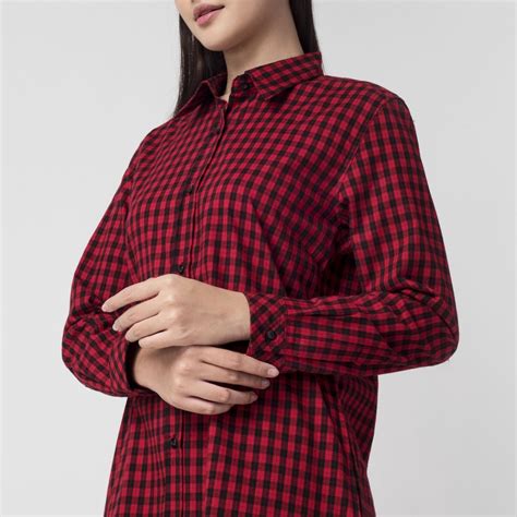 Jual Benhill Kemeja Tunik Flannel Wanita Kotak Merah 0704 31435