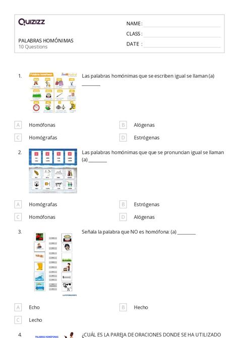 Hom Fonos Y Hom Grafos Hojas De Trabajo Para Grado En Quizizz