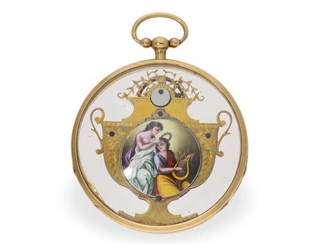 Taschenuhr museale Gold Emaille Spindel Formuhr für den chinesischen