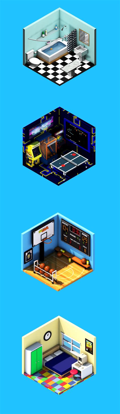 Isometric Rooms Collection V1 On Behance