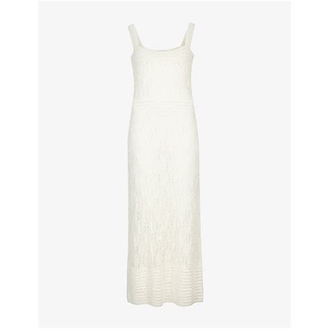 Le Kasha Losange Crochet Linen Knitted Maxi Dress White Editorialist