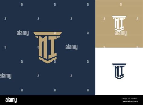 Mi Monogram Initials Logo Design With Pillar Icon Attorney Law Logo