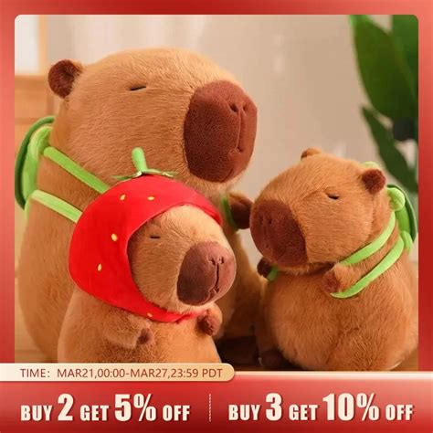 Cute Capybara Plush Toy Kawaii Fluffy Capybara With Turtle Bag