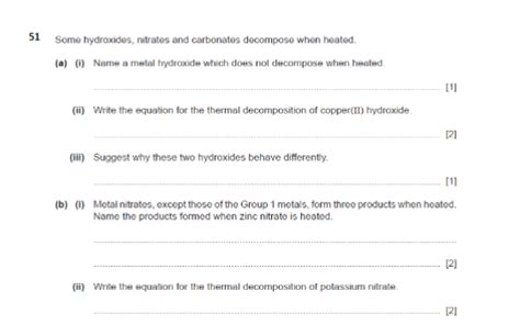 Solved Some Hydroxides Nitrates And Carbonates Decompose Chegg