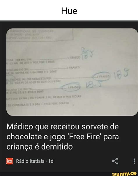 Hue Médico que receitou sorvete de chocolate e jogo Free Fire para