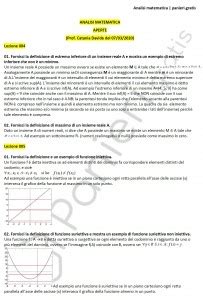 Paniere Di Analisi Matematica Aperte Ingegneria Industriale