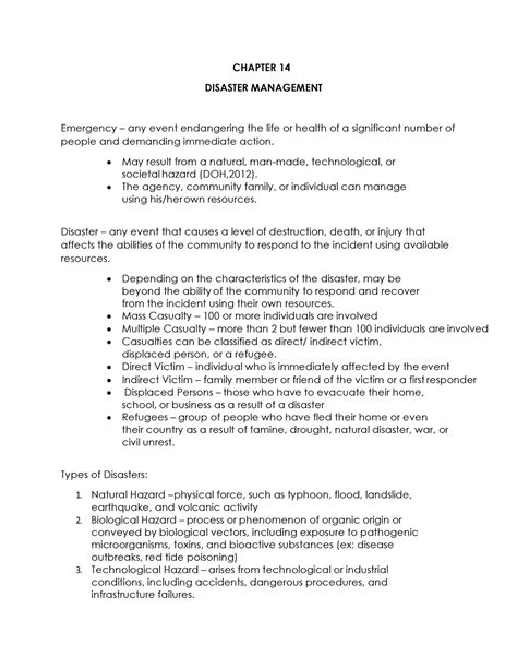 Chapter 14 Disaster Management CHAPTER 14 DISASTER MANAGEMENT