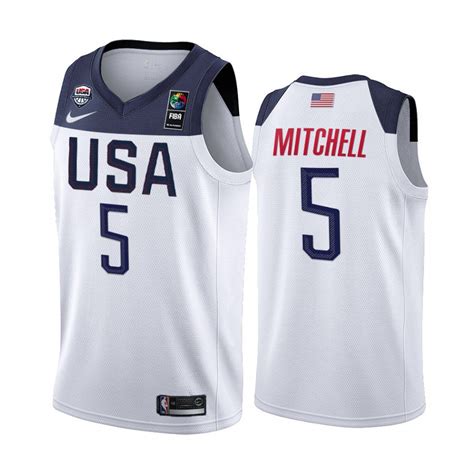 Mens 2019 Fiba Basketball World Cup Usa Team Donovan Mitchell White Jersey