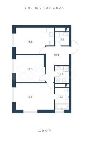 2 к квартира 73 3 м² 17 22 эт на продажу в Москве Купить квартиру