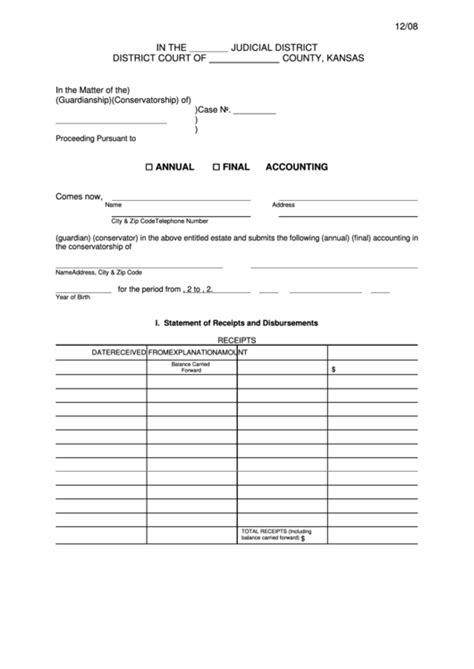 Fillable Guardian And Conservatorship Accounting Form Printable Pdf