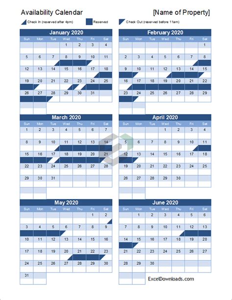 Download Free Availability Calendar Template In Excel