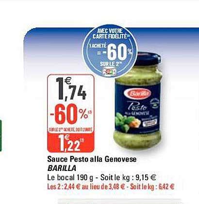 Promo Sauce Pesto Alla Genov Se Barilla Chez G Icatalogue Fr