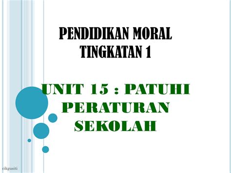 Bab Nota Pendidikan Moral Tingkatan 1 Pendidikan Moral Unit 15