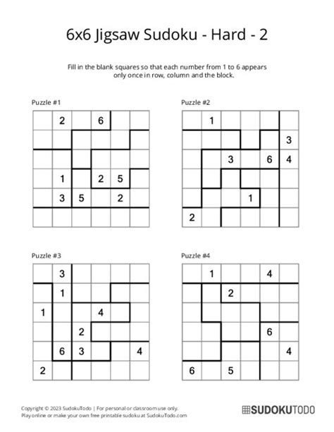 Jigsaw Sudoku Puzzles Printable