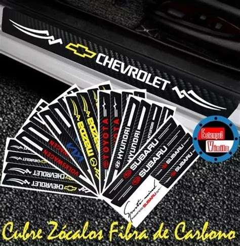 Sticker Adhesivo Cubre Zocalo Para Auto En Fibra De Carbono Cuotas