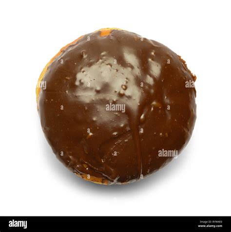 Chocolate Filled Donut Isolated On White Background Stock Photo Alamy