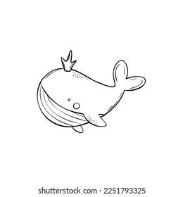 Cute Doodle Whale Your Design Adorable Stock Vector Royalty Free