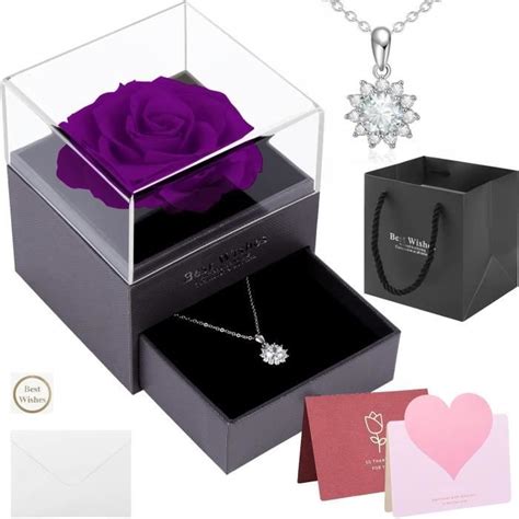 Taiyou Coffret Rose Ternelle Violet Bo Te Bijoux V Ritable Avec