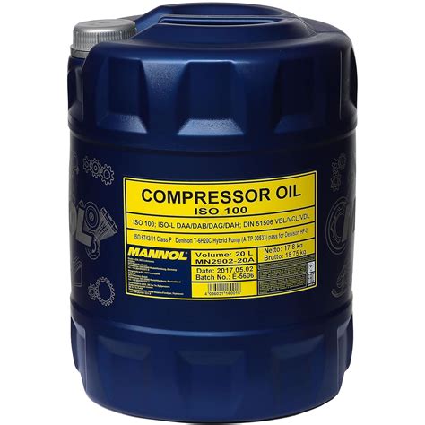 MANNOL Compressor Oil ISO 100 2902 Highly-Purified Paraffin | Low-Ash ...