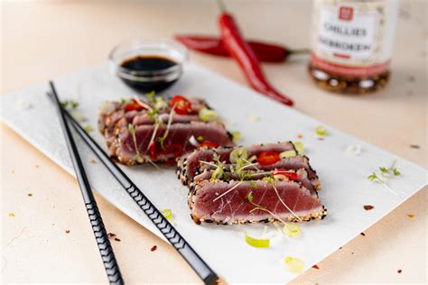 Pittige Gegrilde Tonijn Tataki Heerlijke Happen