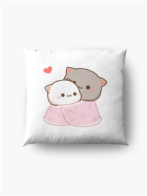 Peach And Goma Cuddling Mochi Peach Cat Floor Pillow By Misoshop