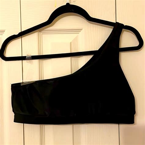 Efuge Swim Large One Shoulder Girls Bikini Top In Black Poshmark