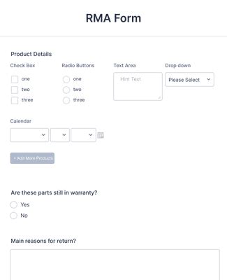 Rma Form Template Jotform