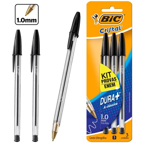 Kit Enem Caneta Esferográfica BIC Cristal Dura Mais Clássica 3 un