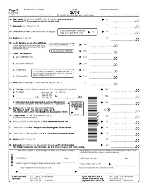 Individual Income Tax Return North Carolina Free Download