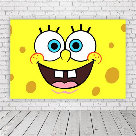 Painel De Festa Retangular Bob Esponja X M Personalizado Em Lona Fosca