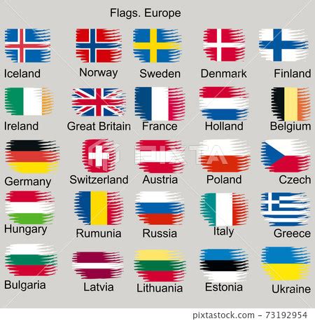 Flags Of Europe Norway Iceland Finland Stock Illustration