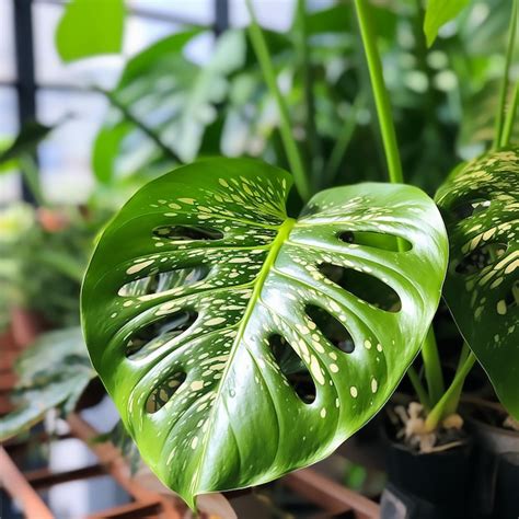 Rare Highly Variegated Monstera Deliciosa Albo Premium AI Generated Image